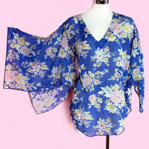 STEVIE NICKS style HIPPIE STYLE SCARF BLOUSE blue